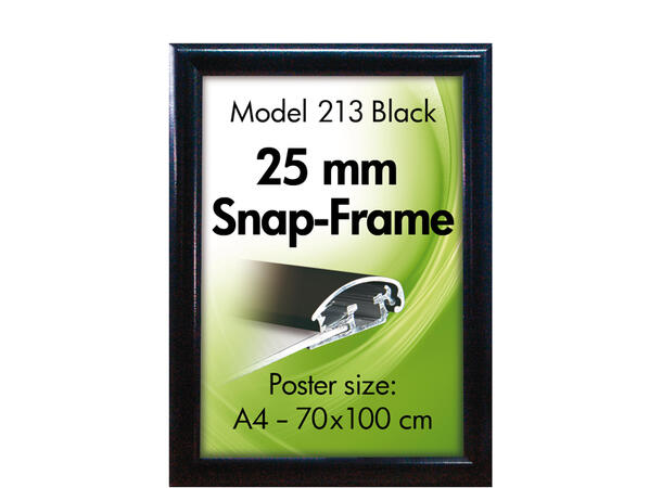 Plakatramme Snap 25 mm,Sort 50 x 70 cm 